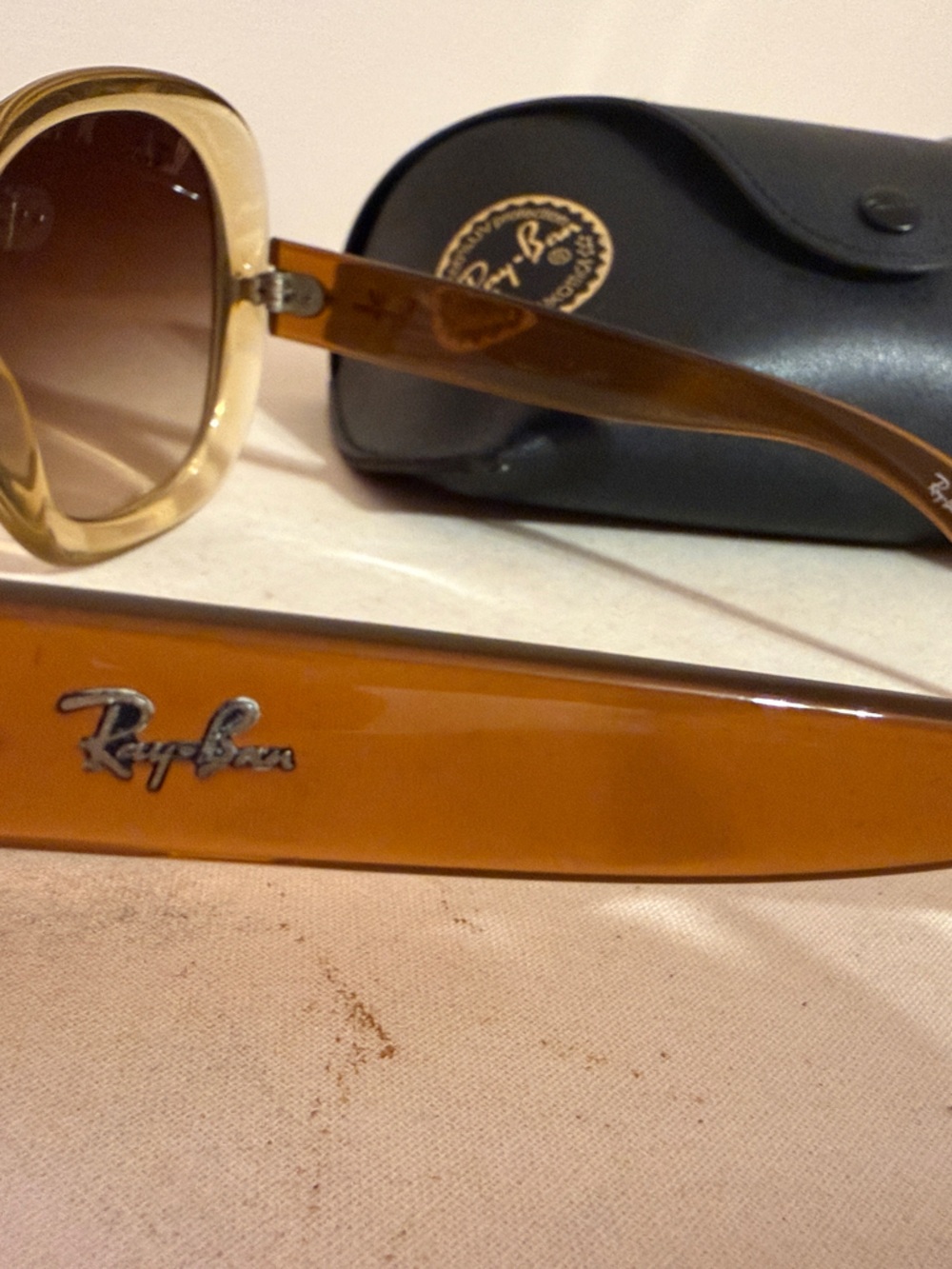 Ray-Ban Women's Beige Frame Sunglasses with Brown Gradient Lenses - Picture 3 of 7